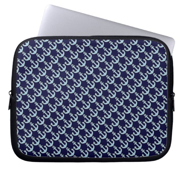 Housse Pour Ordinateur Portable motif d'ancre nautique de bateau bleu (Devant)