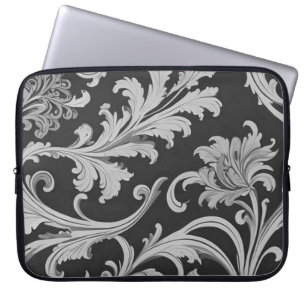 Housse Pour Ordinateur Portable Motif d'antiquités Monochrome Fleur