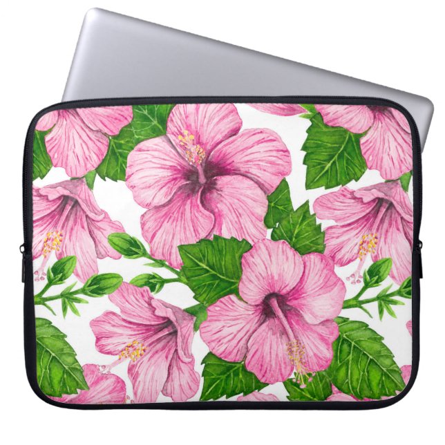 Housse Pour Ordinateur Portable Motif d'aquarelle d'hibiscus rose (Devant)