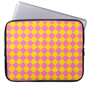 Housse Pour Ordinateur Portable Motif d'arlequins carrosserie rose-jaune
