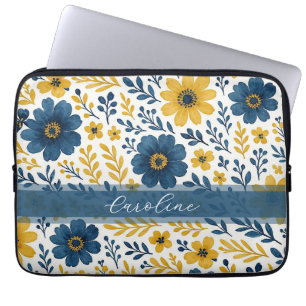 Housse Pour Ordinateur Portable Motif d'art floral méditerranéen classique