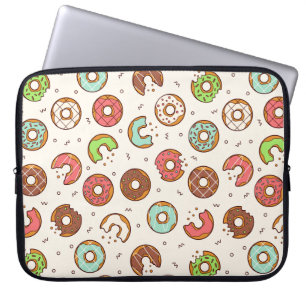 Housse Pour Ordinateur Portable Motif de beignets colorés de style rétro