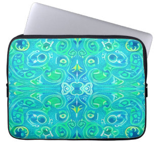 Housse Pour Ordinateur Portable Motif de Bohème Arabesque Aquamarine