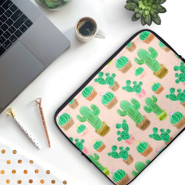 Housse Pour Ordinateur Portable Motif de cactus pointillés (Cactus Pattern Laptop Case)