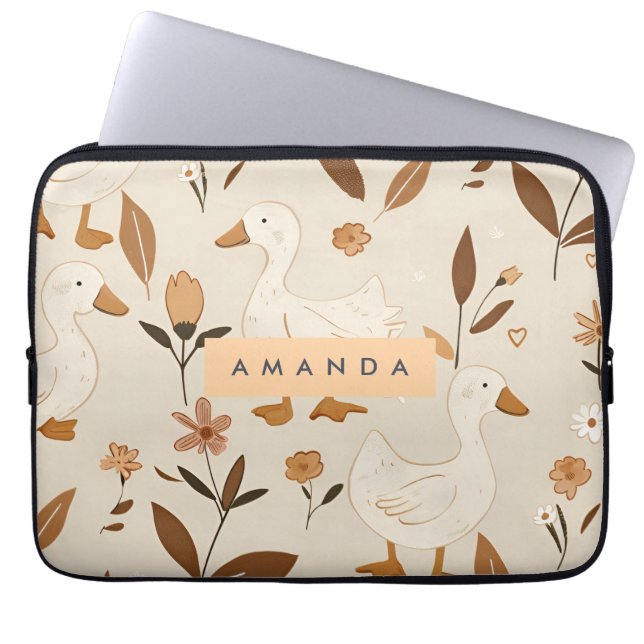 Housse Pour Ordinateur Portable Motif de Charme personnalisé Farmhouse Canards (Devant)