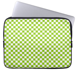 Housse Pour Ordinateur Portable Motif de chèque miniature en vert et blanc citron
