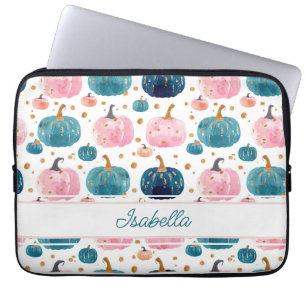 Housse Pour Ordinateur Portable Motif de citrouille à l'aquarelle avec nom