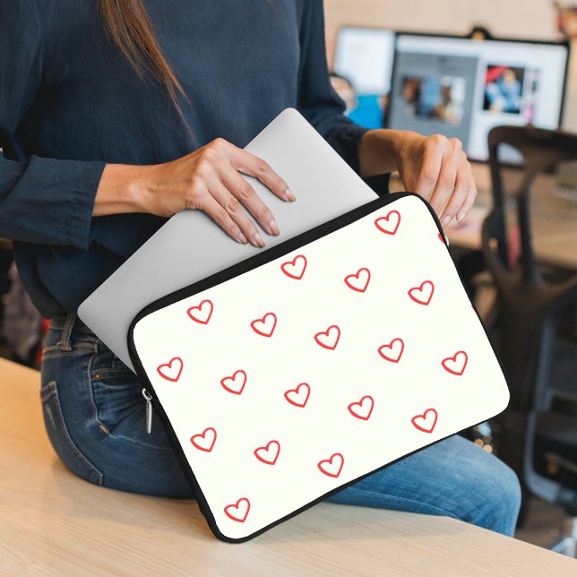 Housse Pour Ordinateur Portable Motif de cœurs rouges, Mignon, Amour (Créateur téléchargé)