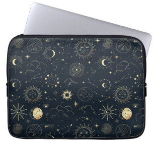 Housse Pour Ordinateur Portable Motif de constellation d'étoile d'or bleu minuit