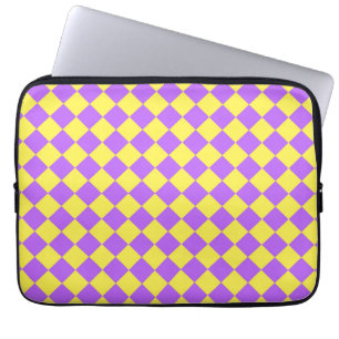 Housse Pour Ordinateur Portable Motif de diamant jaune pourpre Checker