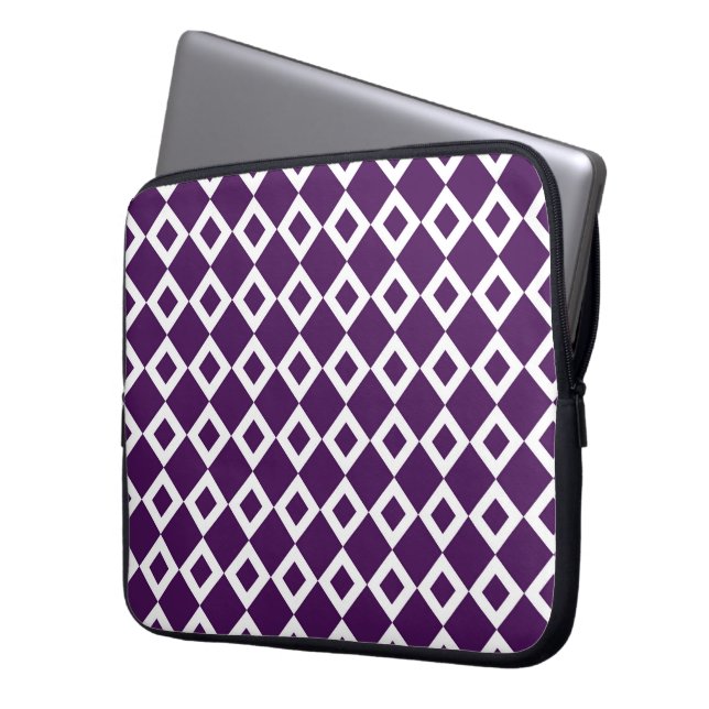 Housse Pour Ordinateur Portable Motif de diamants violet et blanc (devant gauche)