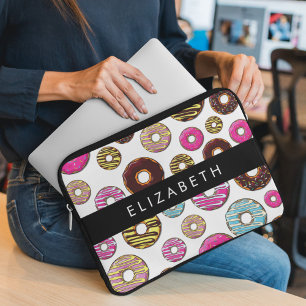 Housse Pour Ordinateur Portable Motif De Donuts, De Donuts Colorés, Votre Nom