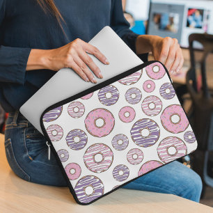 Housse Pour Ordinateur Portable Motif De Donuts, Donuts Roses, Donuts Violets