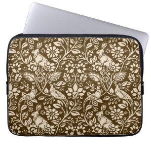 Housse Pour Ordinateur Portable Motif de faisan et lièvre, Brown et beige