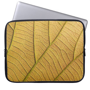 Housse Pour Ordinateur Portable Motif de feuille jaune doré le matin.