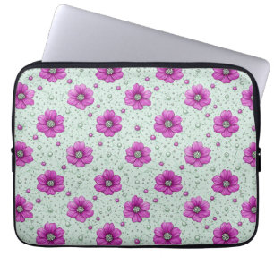 Housse Pour Ordinateur Portable Motif de fleurs roses avec gouttelettes