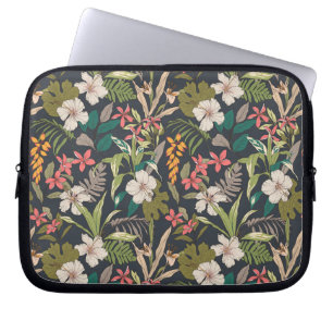 Housse Pour Ordinateur Portable Motif de fleurs tropicales colorées