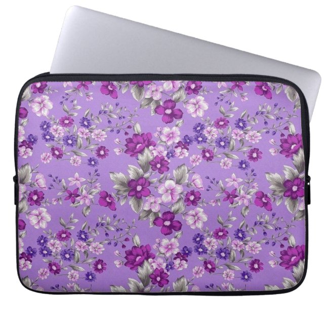 Housse Pour Ordinateur Portable Motif de fleurs violettes (Devant)