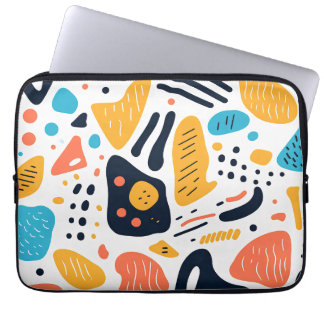 Housse Pour Ordinateur Portable Motif de formes organiques de style Memphis abstra
