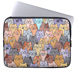 Housse Pour Ordinateur Portable Motif de foule de chats mignons et colorés avec vi