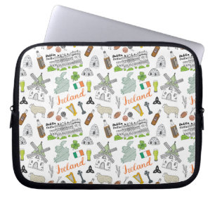 Housse Pour Ordinateur Portable Motif de griffonnage de croquis de l'Irlande