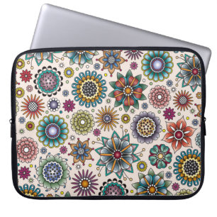 Housse Pour Ordinateur Portable Motif de griffonnage de fleur de style de tatouage