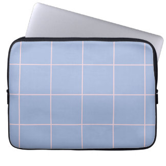 Housse Pour Ordinateur Portable Motif de grille bleu clair et rose
