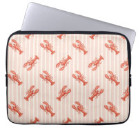 Motif de homard à l'aquarelle sur rayures roses do