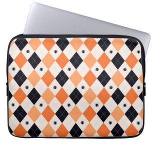 Housse Pour Ordinateur Portable Motif de Jacquard d'Halloween Orange et Black Spid