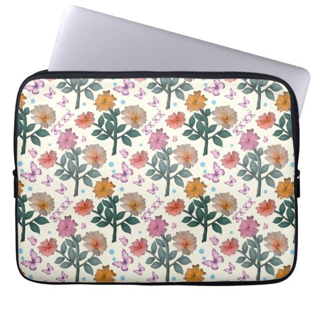 Housse Pour Ordinateur Portable Motif de jardin floral papillon   (Devant)