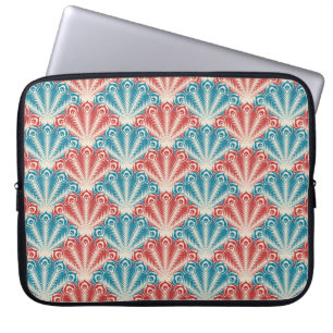 Housse Pour Ordinateur Portable Motif de la queue de paon rouge et bleu