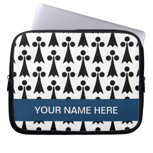 Housse Pour Ordinateur Portable Motif de monogramme en forme noir et blanc