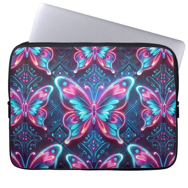 Housse Pour Ordinateur Portable Motif de néon papillon lumineux (Devant)