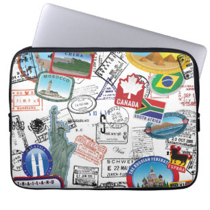 Housse Pour Ordinateur Portable Motif de passeport du monde