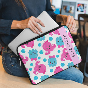 Housse Pour Ordinateur Portable Motif de pieuvre, Pieuvre mignonne, Mer, Votre Nom