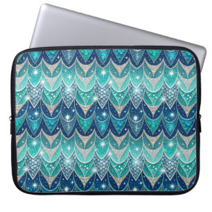 Housse Pour Ordinateur Portable Motif de plumes bleues