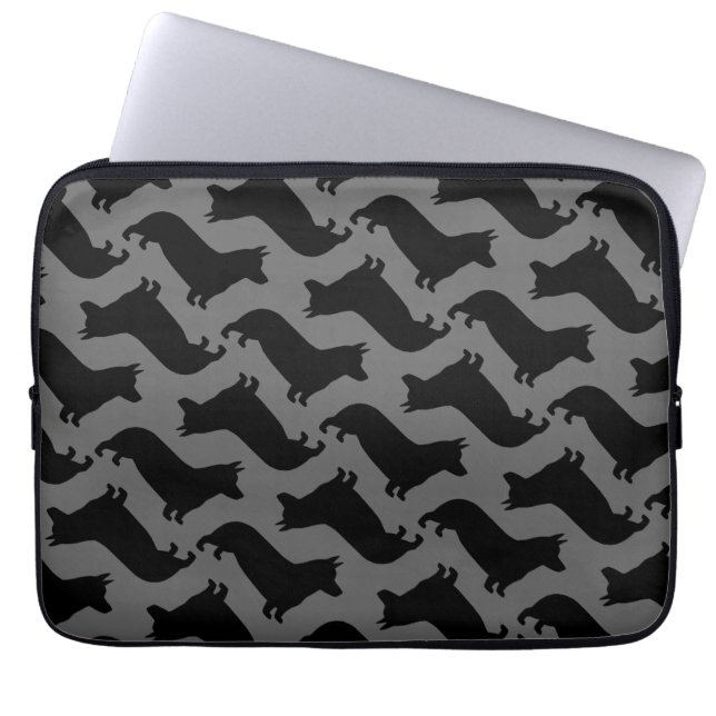 Housse Pour Ordinateur Portable Motif de silhouettes de Corgi Gallois de Pembroke (Devant)