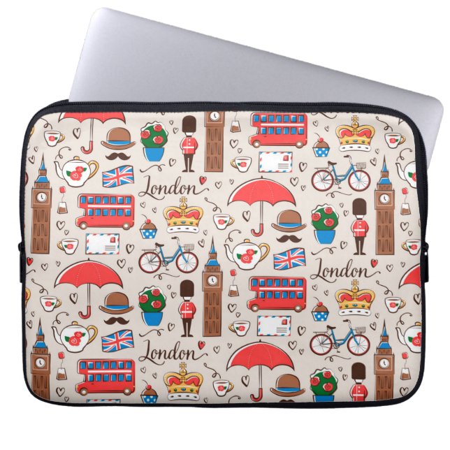 Housse Pour Ordinateur Portable Motif de symboles de Londres (Devant)
