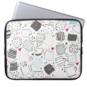 Housse Pour Ordinateur Portable Motif de tasse dessinée à la main, conception tran