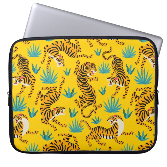 Housse Pour Ordinateur Portable Motif de tigre d'or asiatique (Devant)