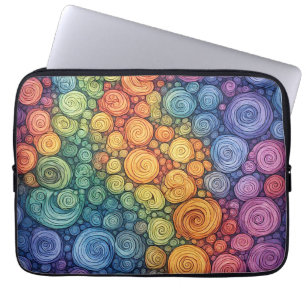 Housse Pour Ordinateur Portable Motif de tourbillon de gribouillis abstrait coloré