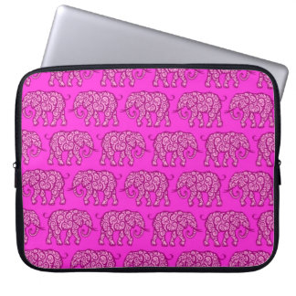 Housse Pour Ordinateur Portable Motif de tourbillonnement rose d'éléphant