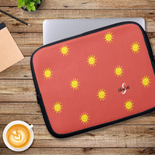 Housse Pour Ordinateur Portable Motif de visage heureux ensoleillé mignon nom init
