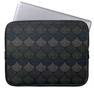 Housse Pour Ordinateur Portable Motif d'écailles de dragon festonnées foncées