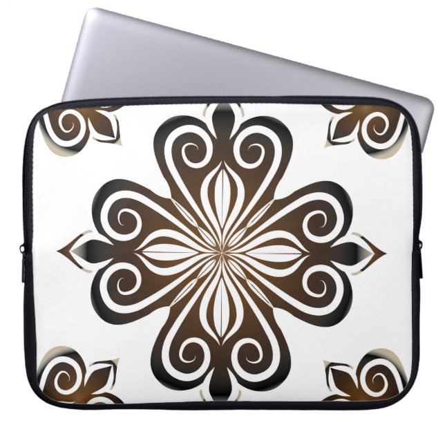 Housse Pour Ordinateur Portable Motif décoratif de motif baroque brun avec Flo (Devant)