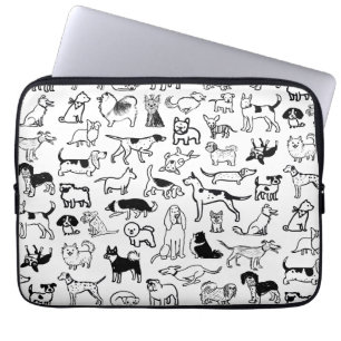 Housse Pour Ordinateur Portable Motif des chiens noirs et blancs Cute Canine Love