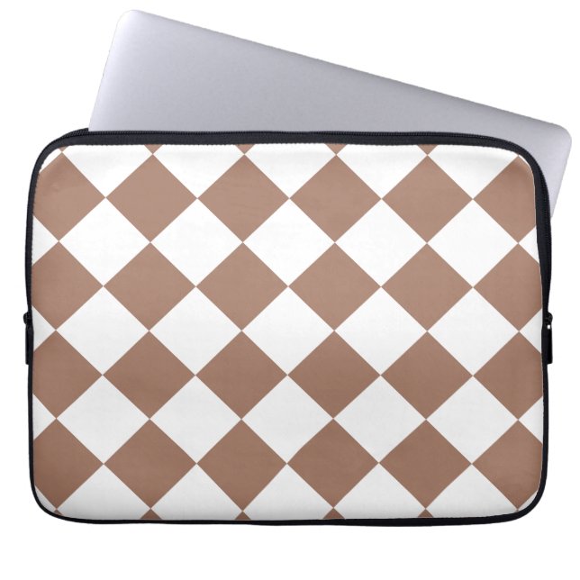 Housse Pour Ordinateur Portable Motif diamant en blanc et Mocha Mousse (Devant)