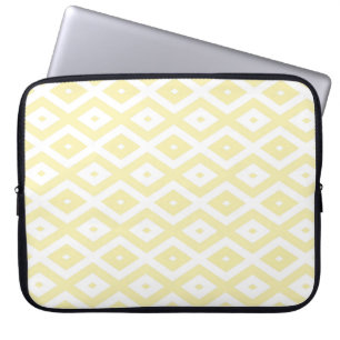 Housse Pour Ordinateur Portable Motif diamant jaune pâle et blanc
