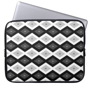 Housse Pour Ordinateur Portable Motif diamant noir, blanc et gris