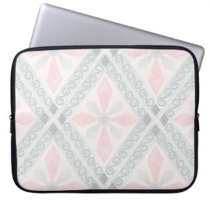 Housse Pour Ordinateur Portable Motif diamant pastel vert et rose